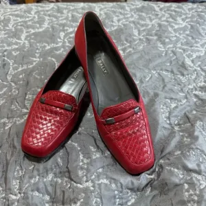 Bally Italy Leather Women’s Size 8 Talbala Horse Bit Red Loafers Flex Si…
