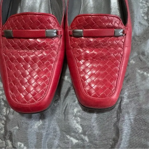 Bally Italy Leather Women’s Size 8 Talbala Horse Bit Red Loafers Flex Si…