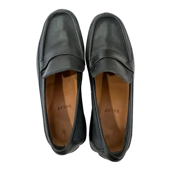 BALLY RUMO BLACK BLUE DUO TONE LEATHER MOC TOE STRAP LOAFER MENS 8 E