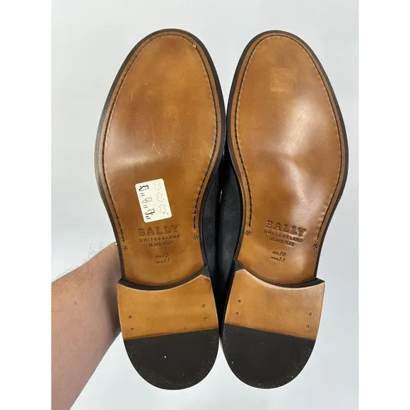 Bally Smoke Gray Blake Flex Perforated Suede Loafers Size 11