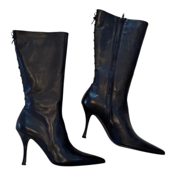 Banana Republic Black Leather Knee High Boots‎ Size 7.5
