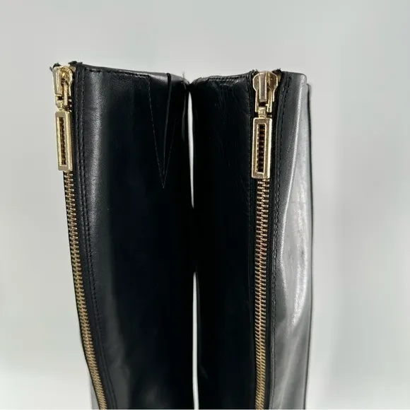 Banana republic womens knee high boots size 9.5 black leather zip back platform