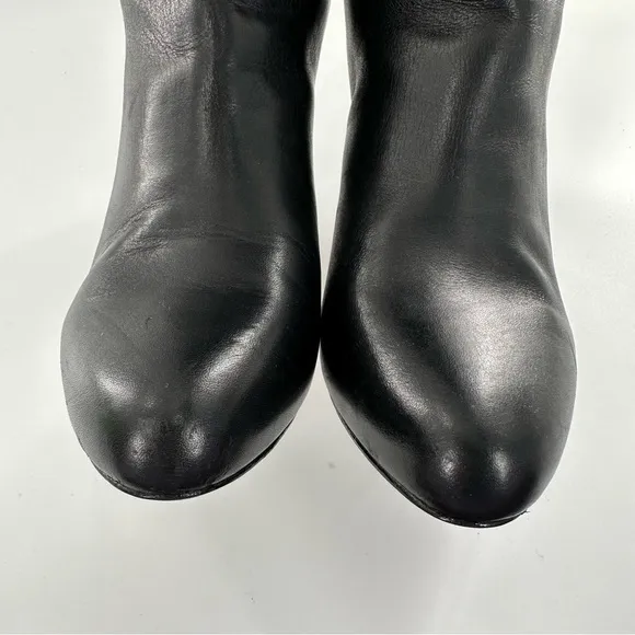 Banana republic womens knee high boots size 9.5 black leather zip back platform