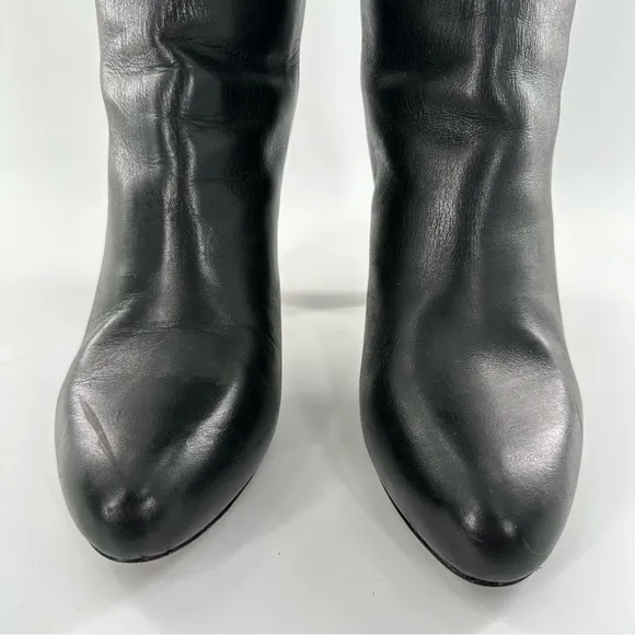 Banana republic womens knee high boots size 9.5 black leather zip back platform