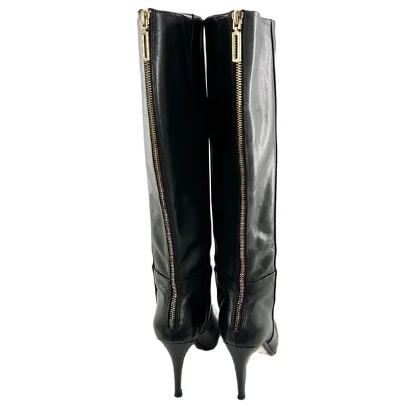 Banana republic womens knee high boots size 9.5 black leather zip back platform