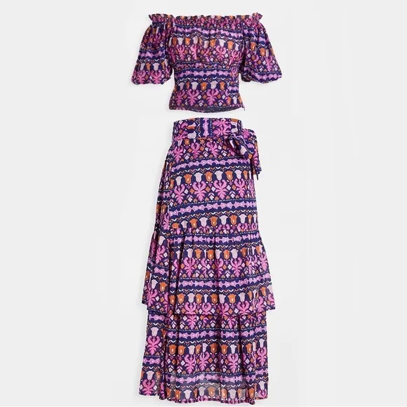 Banjanan Frances Edwardian Tile Wrap Skirt Anna Peasant Top Set