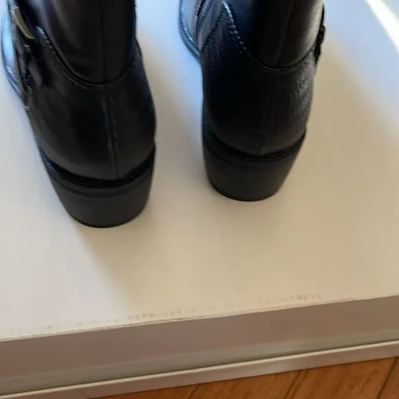 Baretraps Stratford Black Leather Wide Calf Knee-High Riding  Boots