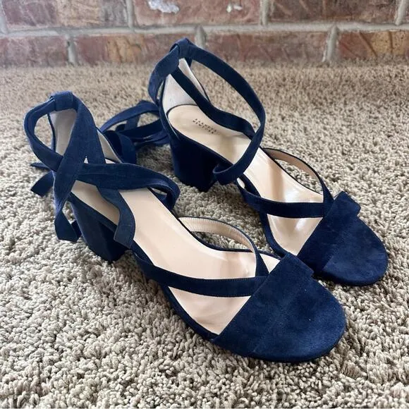 Barney’s New York blue Virginia ankle wrap sandals size 39 1/2 blue.