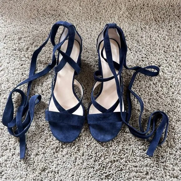Barney’s New York blue Virginia ankle wrap sandals size 39 1/2 blue.