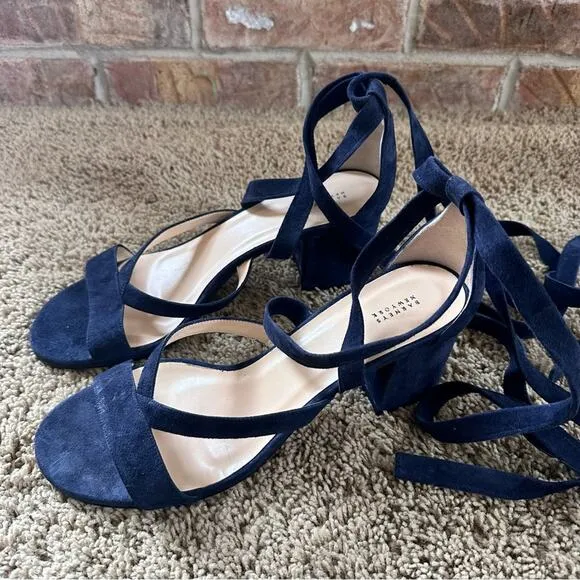 Barney’s New York blue Virginia ankle wrap sandals size 39 1/2 blue.