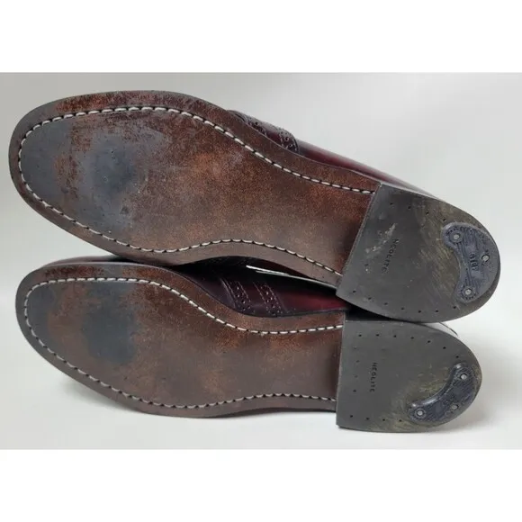 Bass Mens Cordovan Tone  Burgundy Leather Kiltie Loafers USA 8.5 D