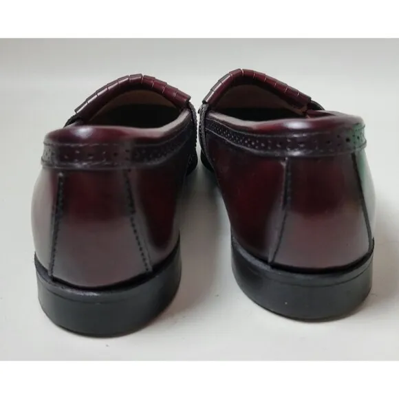 Bass Mens Cordovan Tone  Burgundy Leather Kiltie Loafers USA 8.5 D