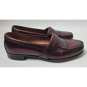 Bass Mens Cordovan Tone  Burgundy Leather Kiltie Loafers USA 8.5 D