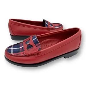 BASS RACHEL ANTONOFF COLLECTION WENDYBIRD RED LEATHER AND PLAID LOAFERS Sz 6M