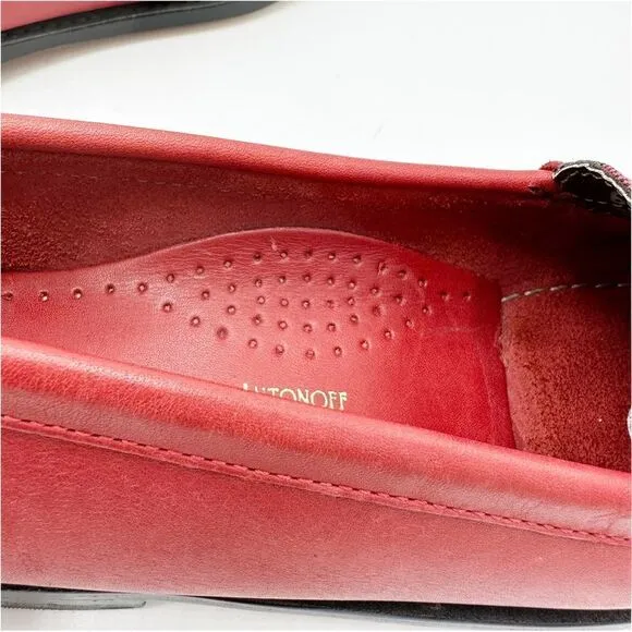BASS RACHEL ANTONOFF COLLECTION WENDYBIRD RED LEATHER AND PLAID LOAFERS Sz 6M
