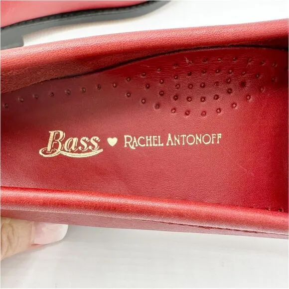 BASS RACHEL ANTONOFF COLLECTION WENDYBIRD RED LEATHER AND PLAID LOAFERS Sz 6M