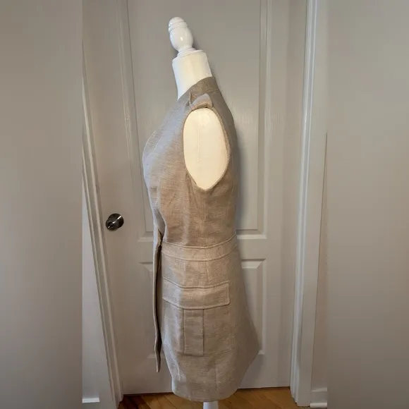 BCBG JUSTIN DUNE Tan Canvas Sleeveless Wrap Dress – Size XXS