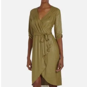 Bcbgmaxazria DARK CHARTREUSE green &quot;TABEA&quot; COCKTAIL DRESS silky shiny xs