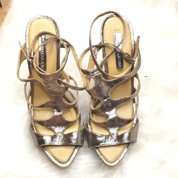 Bcbgmaxazria Heels ming1 9 sandals metallic pewter silver