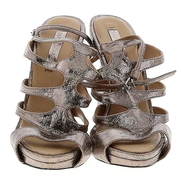 Bcbgmaxazria Heels ming1 9 sandals metallic pewter silver