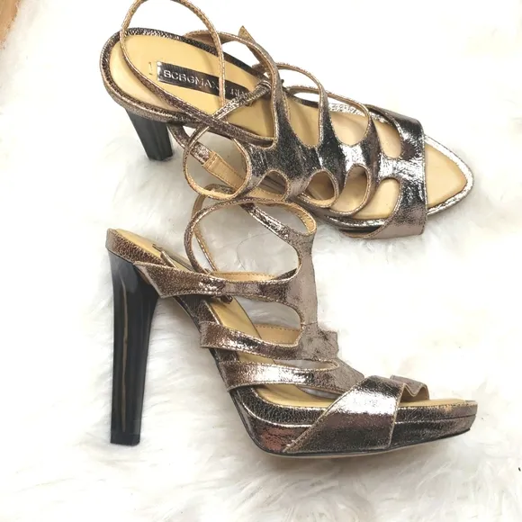 Bcbgmaxazria Heels ming1 9 sandals metallic pewter silver