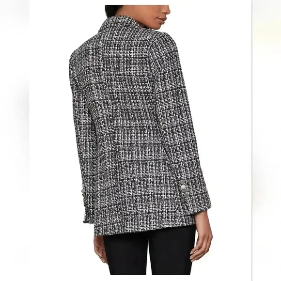 BCBGMAXAZRIA Women's Black &amp; White Tweed Jacket sz L **FREE SHIPPING**