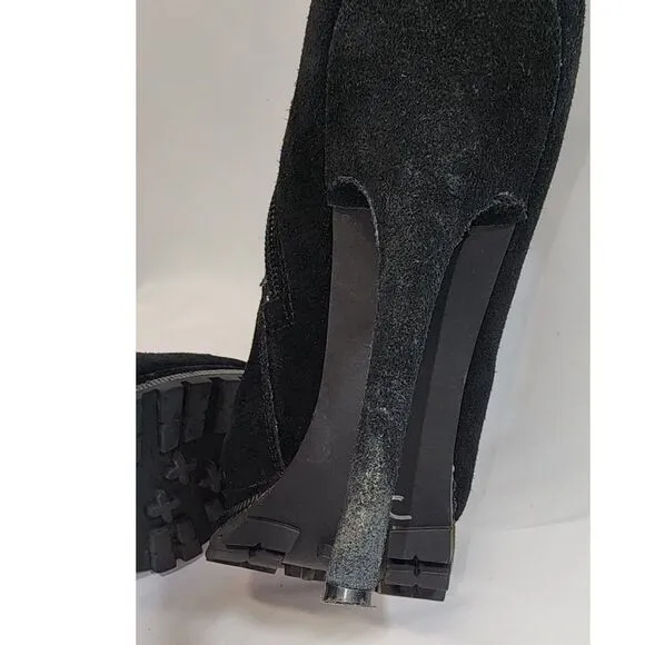 Bebe Black Suede Knee High Lace Up Boots 5&quot; Heel Size 7M