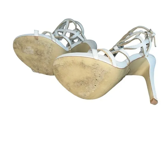BEBE GABRIELA CAGED GLADIATOR WHITE HEELS  SANDALS SIZE 7