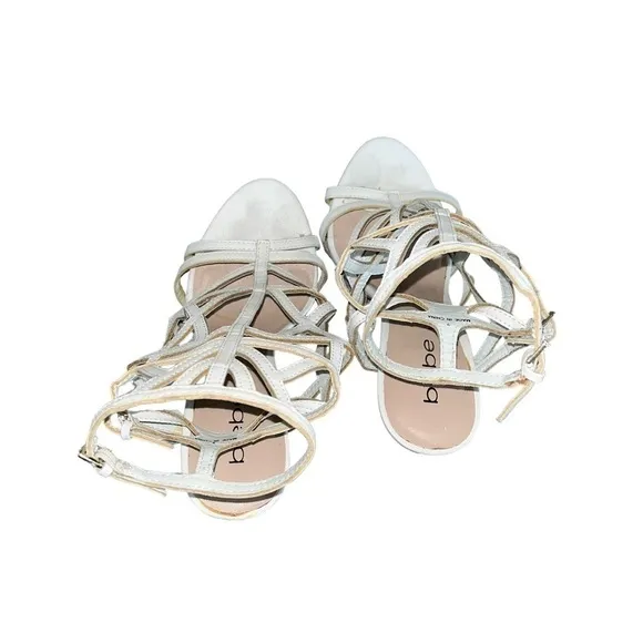 BEBE GABRIELA CAGED GLADIATOR WHITE HEELS  SANDALS SIZE 7