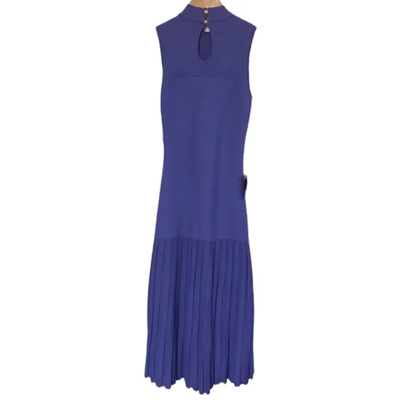 Bebe Gioia Rib Pleated Dress Blue Iris