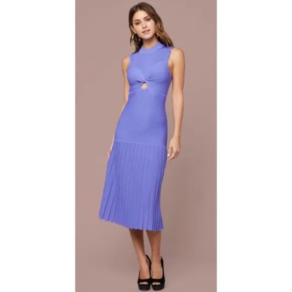 Bebe Gioia Rib Pleated Dress Blue Iris