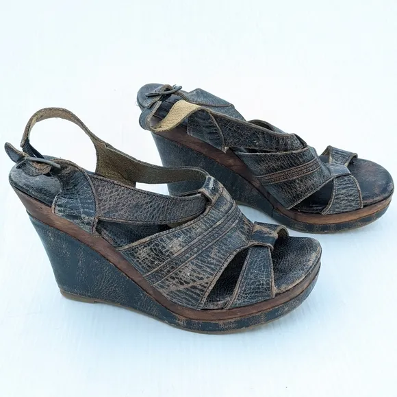 BED STU Gayle slingback wedge platform sandals