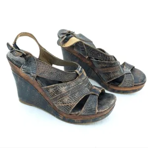 BED STU Gayle slingback wedge platform sandals