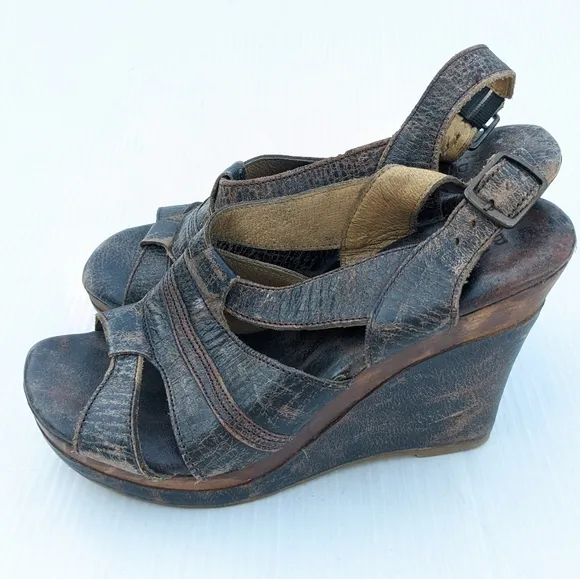BED STU Gayle slingback wedge platform sandals