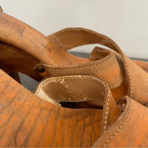 BED STU Kalah Wooden Sole Platform Sandals - Tan Size 6.5