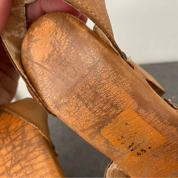 BED STU Kalah Wooden Sole Platform Sandals - Tan Size 6.5