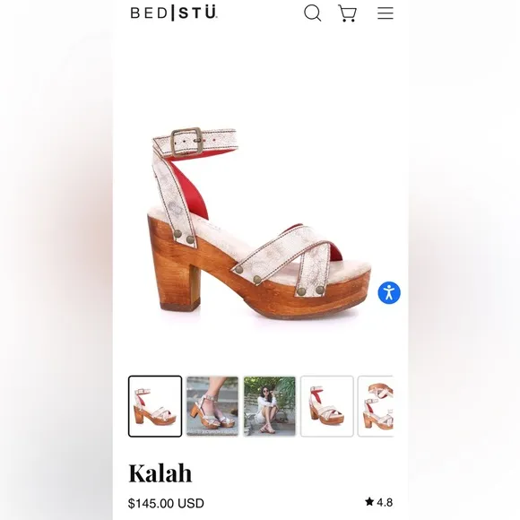 BED STU Kalah Wooden Sole Platform Sandals - Tan Size 6.5