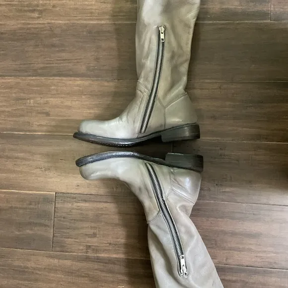 Bed Stu Manchester Gray Knee High Leather Slouchy Tie Back Womens Boots Size 6