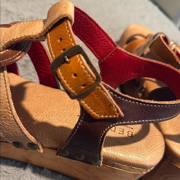 BED|STU Tan and Brown Leather Sandals with Multi-Strap Design