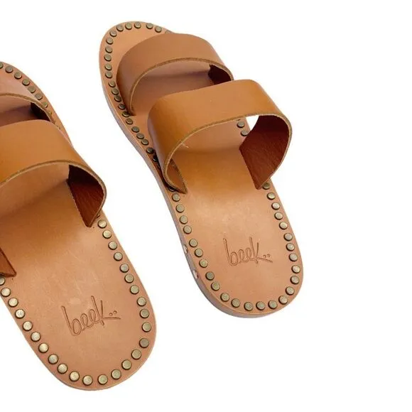 BEEK Studded Double Strap Slip On Sandals