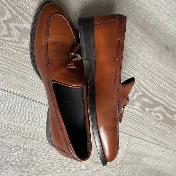 BELSIRE MILANO TASSEL LOAFER Tito calfskin luxury handmade Italy US 9 Dress Shoe