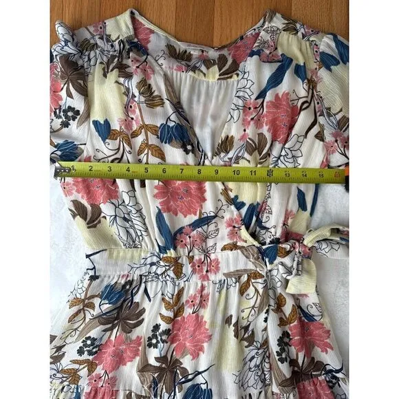 BELTAINE Women's Floral Print Self Tie Maxi Wrap Dress Size Small
