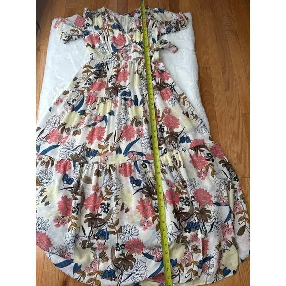 BELTAINE Women's Floral Print Self Tie Maxi Wrap Dress Size Small