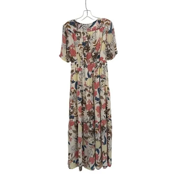 BELTAINE Women's Floral Print Self Tie Maxi Wrap Dress Size Small
