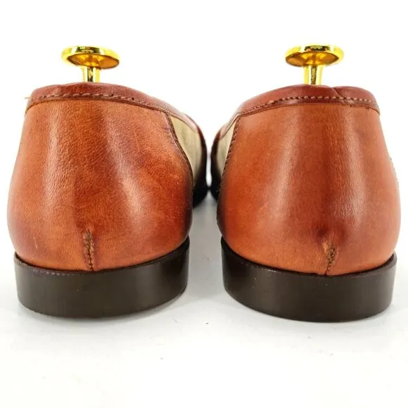 Belvedere Florence Italy Brown Beige Leather Tassel Loafers Men 10.5 Dress Shoes