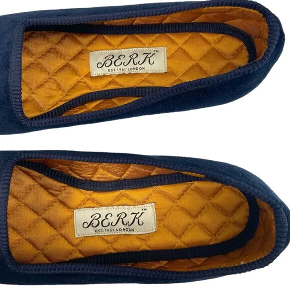 BERK Blue Velvet Embroidered CROWN “G” Loafers Slippers - UK 6 / US 8.5