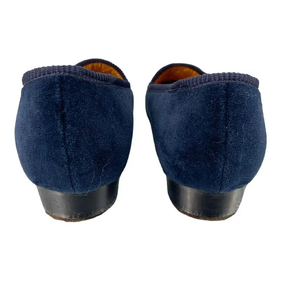 BERK Blue Velvet Embroidered CROWN “G” Loafers Slippers - UK 6 / US 8.5
