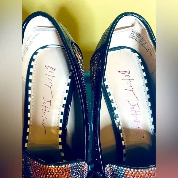 Betsey Johnson Adelyn Plaid sparkly platform loafers size 9