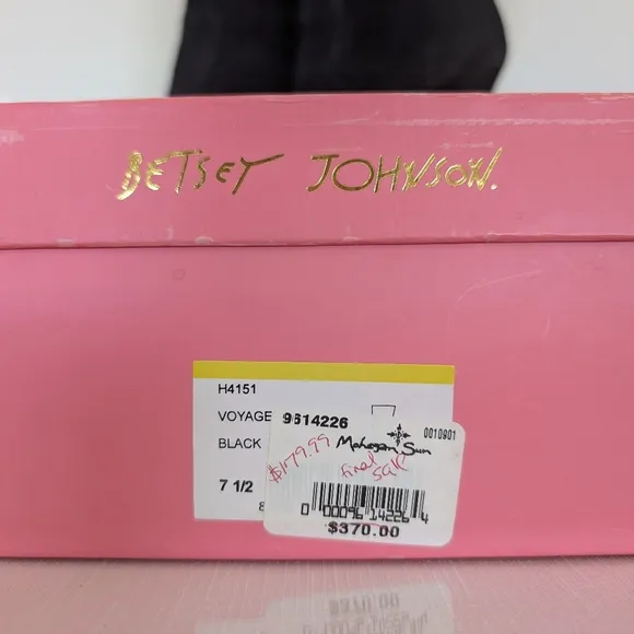 Betsey Johnson | Size 7.5 | Black Knee-High Suede Leather Boots, Rhinestone Rose