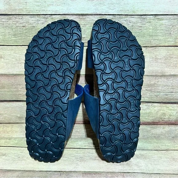 Betula Blue Leather Double Strap Sandals